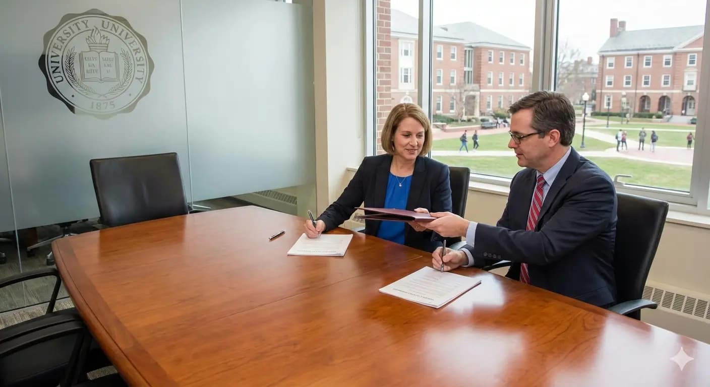 University building representing collegiate licensing and administration